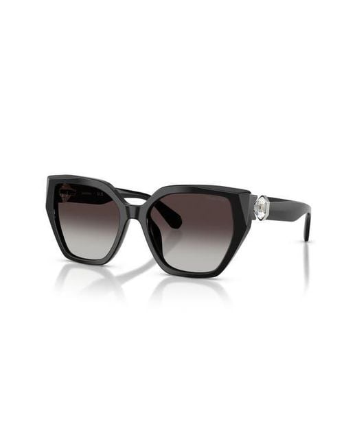 Swarovski Black 56Mm Gradient Irregular Sunglasses