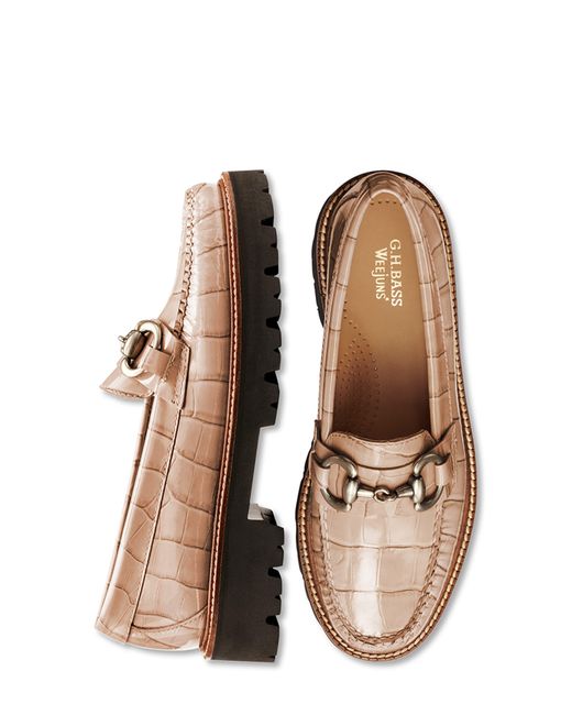 G.H.BASS Natural G. H.bass Lianna Croc Embossed Super Bit Weejuns Penny Loafer