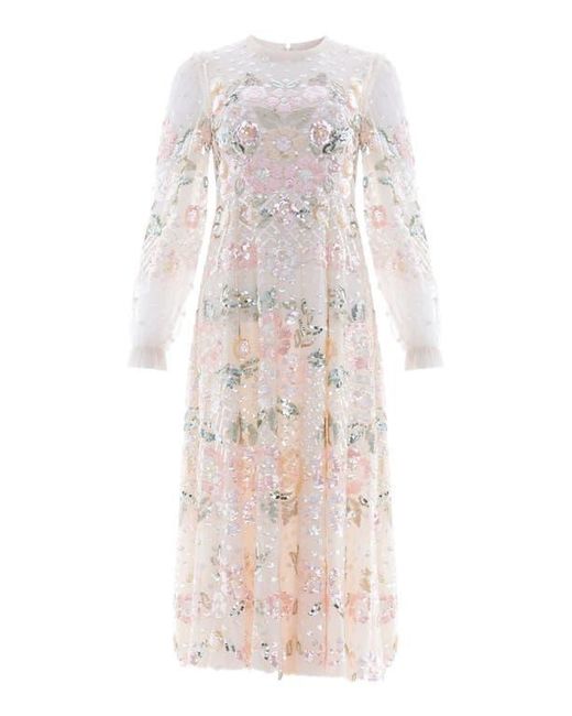 Needle & Thread Pink Rosalie Long Sleeve Ankle Gown