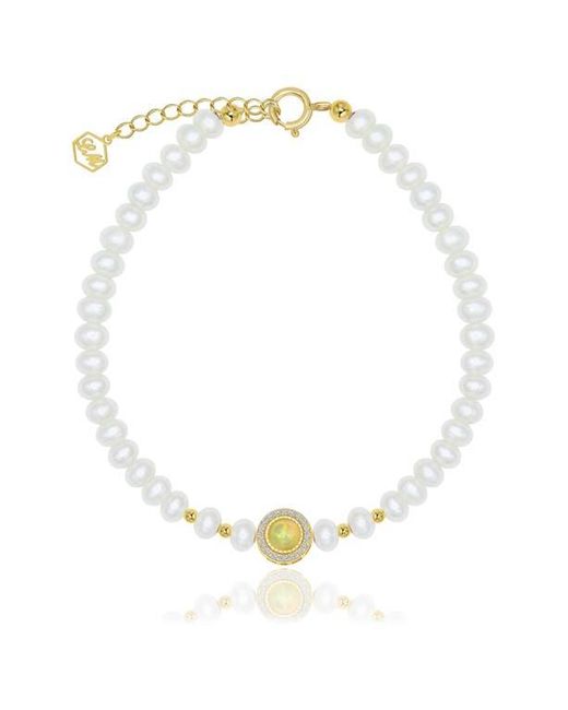 LA MENO White Freshwater Pearl & Opal Bracelet