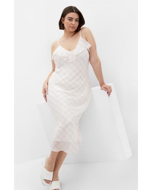 City Chic White Ria Ruffle Neck Slipdress