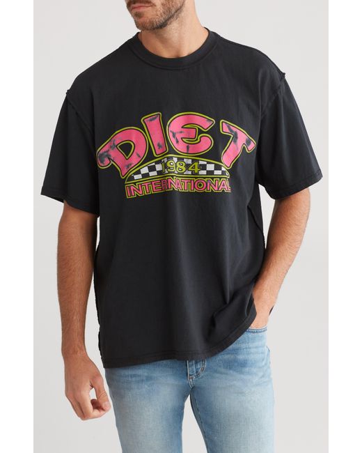 DIET STARTS MONDAY Black Diet Intl Cotton Graphic T-shirt for men