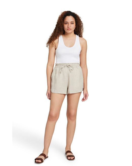 Faherty Brand White Laguna Linen Drawstring Shorts