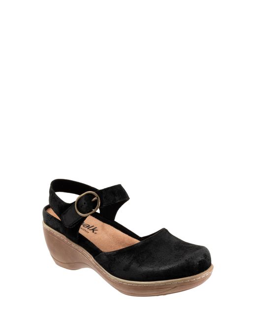 Softwalk® Black Mabelle Ankle Strap Platform Clog