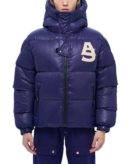 Alpha Style Blue Kudu Hooded Puffer Down Jacket for men