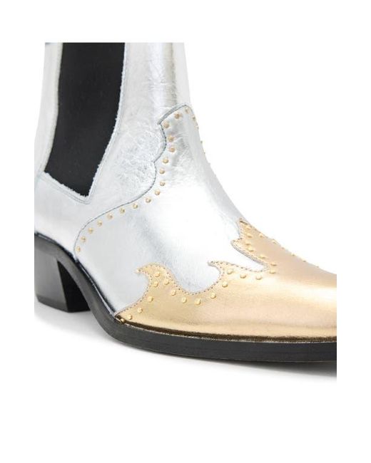 AllSaints White Denver Studded Western Chelsea Boot