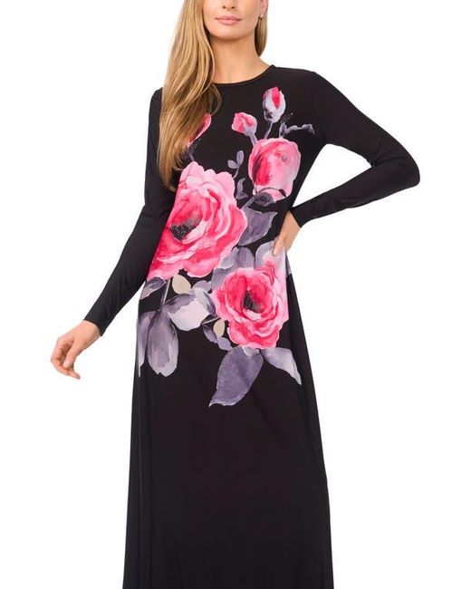 Ted Baker Black Eloise Placed Floral Long Sleeve Maxi Dress