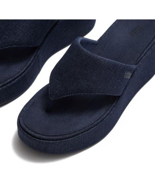 Fitflop Blue Platfforms Denim Wedge Toe-Post