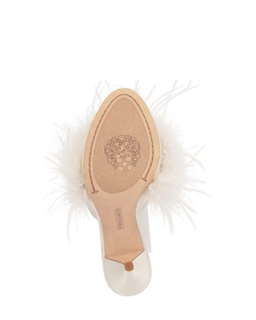 Vince Camuto White Paelly Faux Feather Slide Sandal