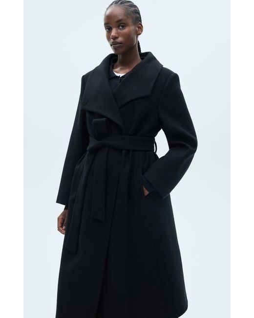Mango Black Wool Blend Coat