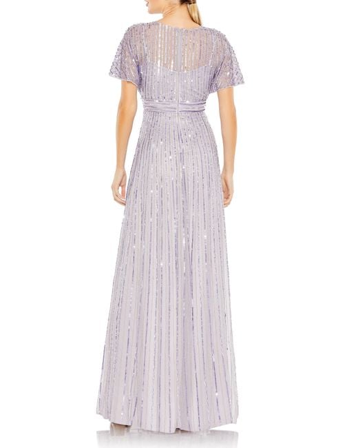 Mac Duggal Purple Sequin Empire Waist Gown