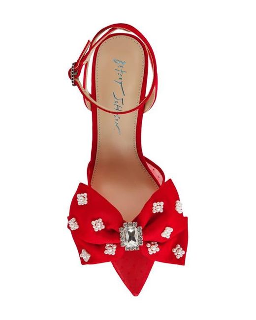 Betsey Johnson Red Mark Ankle Strap Mesh Pump