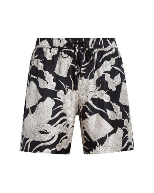 Amiri Black Floral Silk Shorts for men