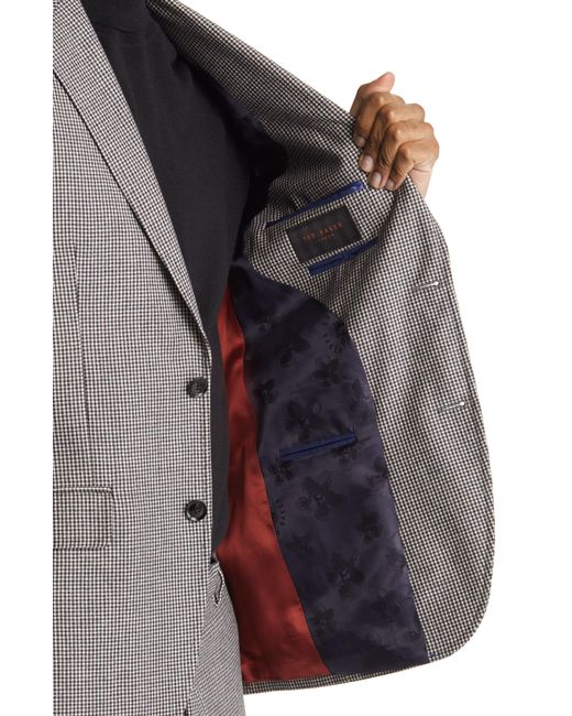 Ted Baker Gray Robbie Extra Slim Fit Houndstooth Wool Suit for men