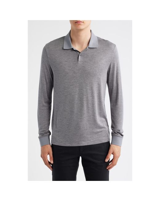 Theory Gray Goris Activate Long Sleeve Polo for men