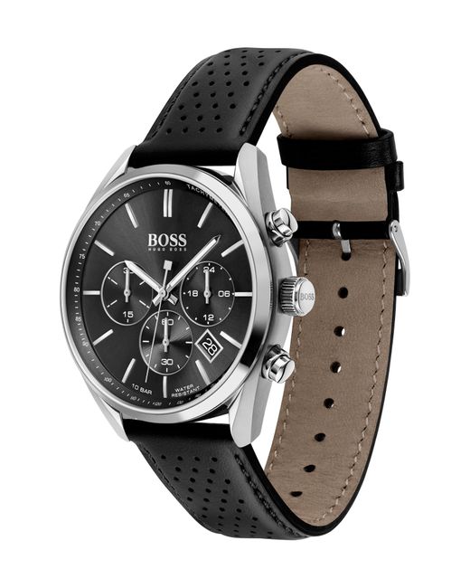 Boss Black Champion Chronograph Leather Strap Watch for men