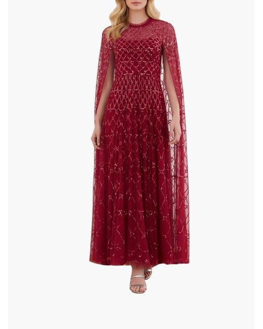 Needle & Thread Red Heart Lattice Cape Ankle Gown