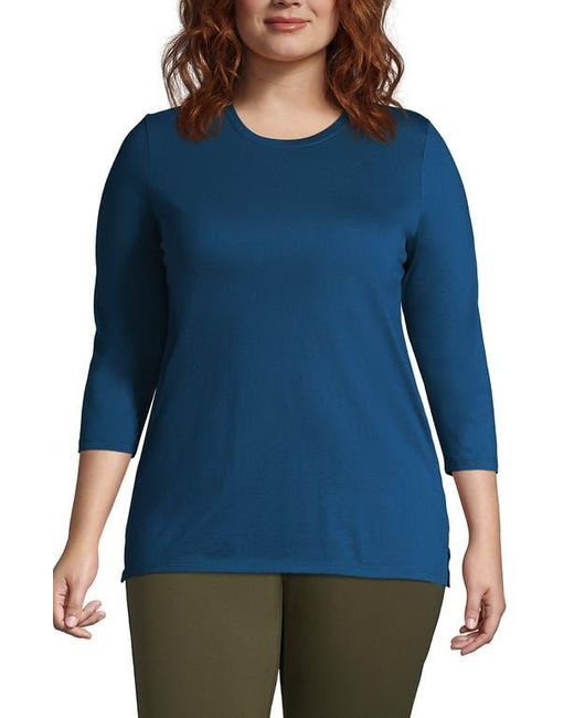 Lands' End Blue 3/4 Sleeve Cotton Supima Tunic