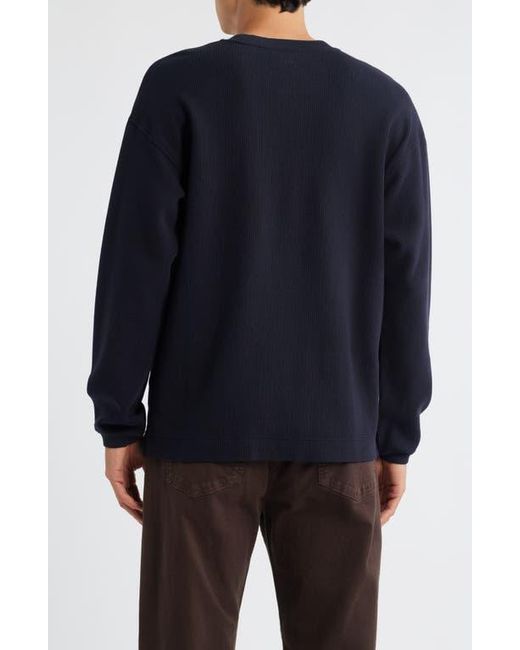 FRAME Blue Long Sleeve Waffle Stitch T-Shirt for men