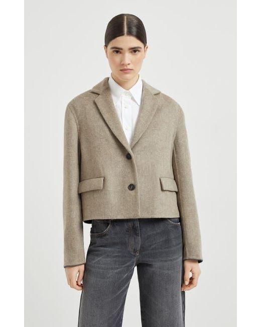 Brunello Cucinelli Natural Hand-Crafted Cropped Blazer
