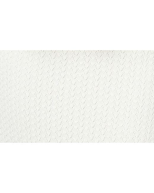 French Connection White Cotton Blend Pointelle Sweater Maxi Dress