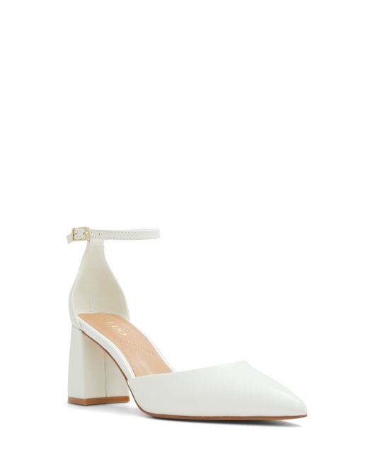 ALDO White Jan Ankle Strap Pointed Toe Pump