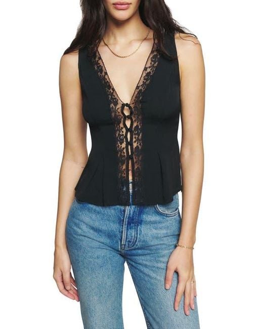 Reformation Blue Cristina Floral Sleeveless Blouse