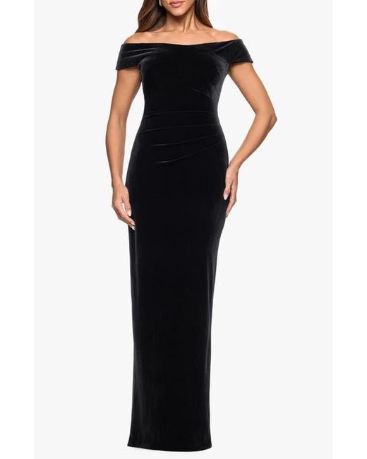 Xscape Evenings Black Off The Shoulder Velvet Gown
