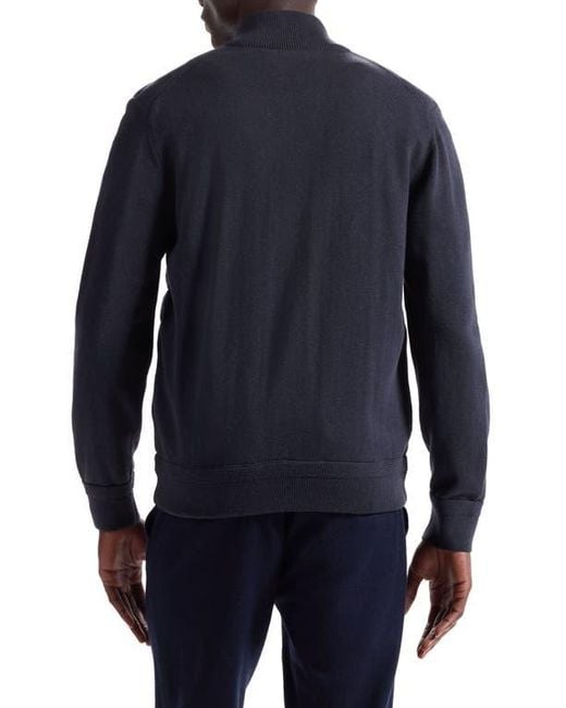 Bugatchi Blue Quilted Zip-Up Sweater Jacket for men