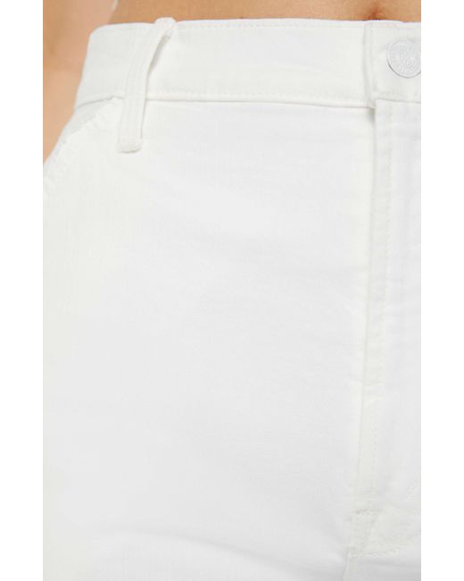 Mother White The Stud Finder Sneak Wide Leg Jeans