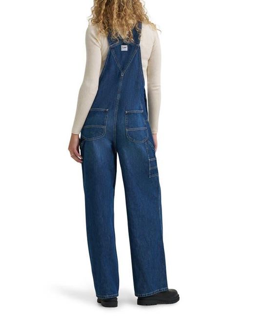Lee Jeans Blue Distressed Relaxed Denim Overalls