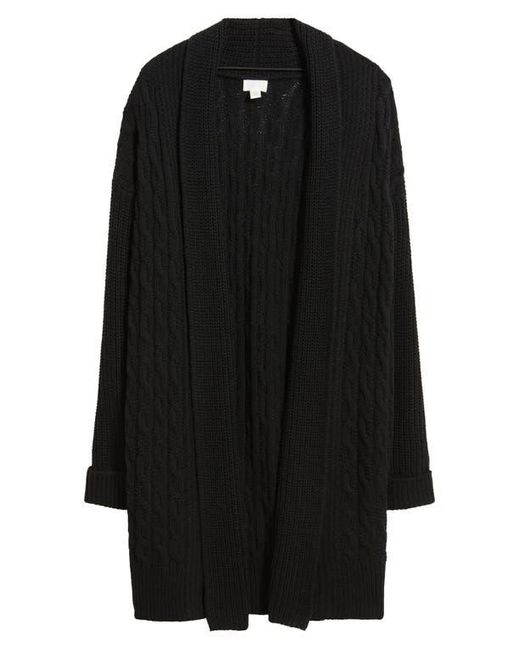 Caslon Blue Cable Longline Open Front Cardigan