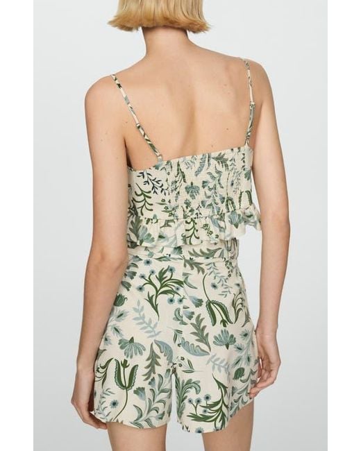 Mango Green Floral Print Crop Top