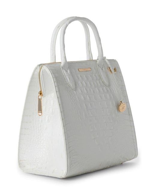 Brahmin White Small Caroline Croc Embossed Leather Satchel