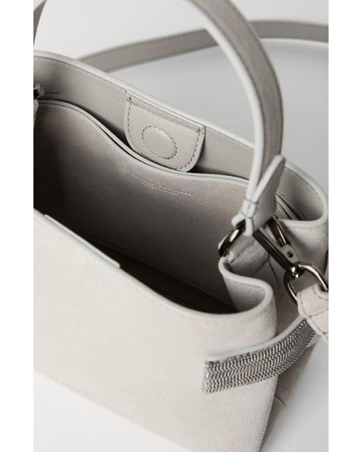 Brunello Cucinelli White Small Top-Handle Essence Bag