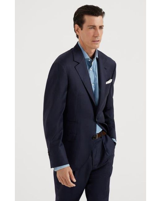 Brunello Cucinelli Blue Prince Of Wales Blazer for men