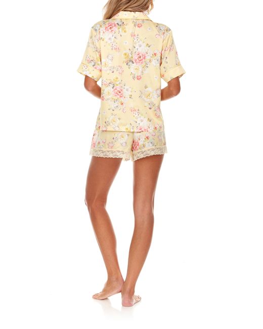 Flora Nikrooz Natural Selena Floral Satin Short Pajamas
