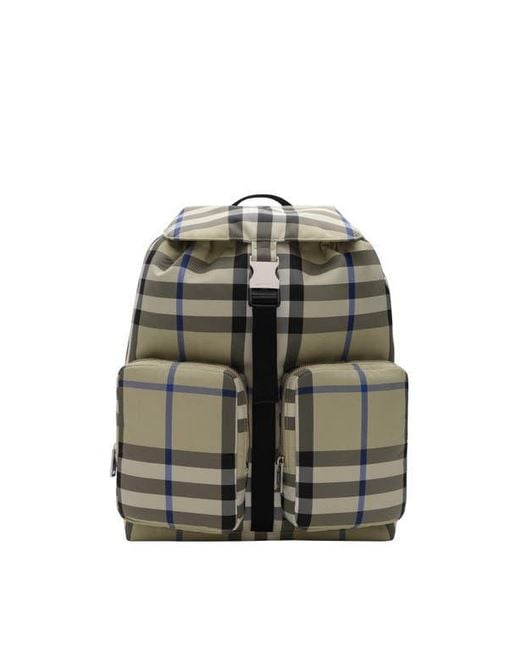 Burberry Green Medium Check Backpack for men