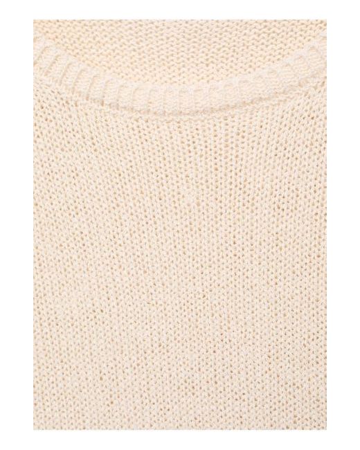 Mango White Madeano Short Sleeve Crewneck Sweater