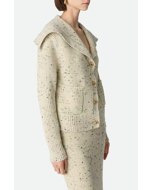 Bottega Veneta Natural Knot Button Wool Blend Rib Cardigan