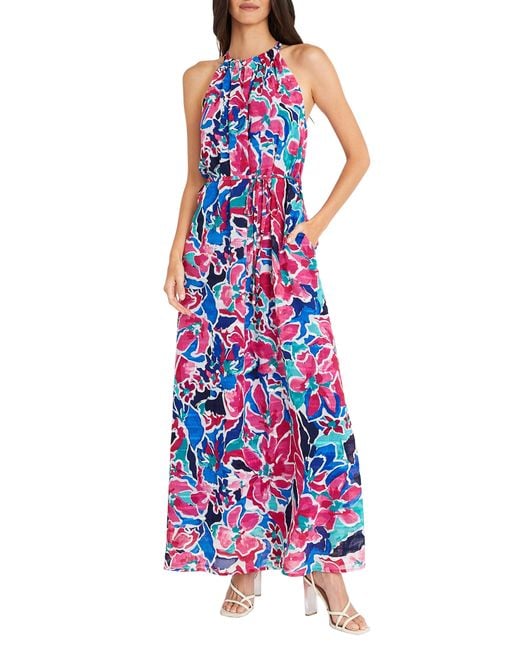 Maggy London White Floral Maxi Dress