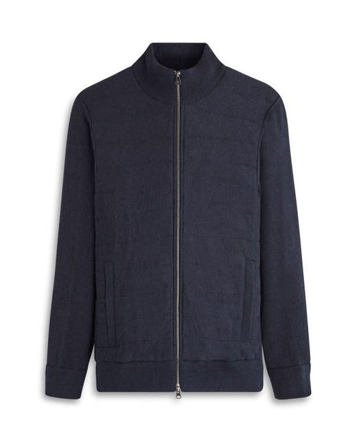 Bugatchi Blue Quilted Zip-Up Sweater Jacket for men