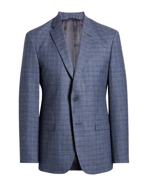 JB Britches Blue Plaid Wool & Silk Blend Sport Coat for men