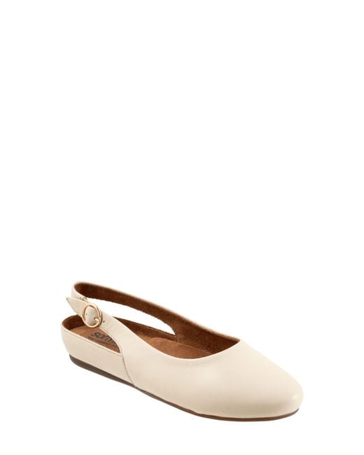 Softwalk® Natural Sandy Slingback Flat Sandal
