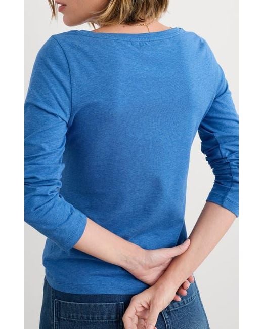 Seasalt Cornwall Blue Easel Long Sleeve Stretch Organic Cotton Top