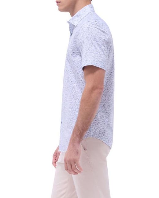 Bugatchi White Miles Ooohcotton Abstract Print Short Sleeve Button-Up Shirt for men