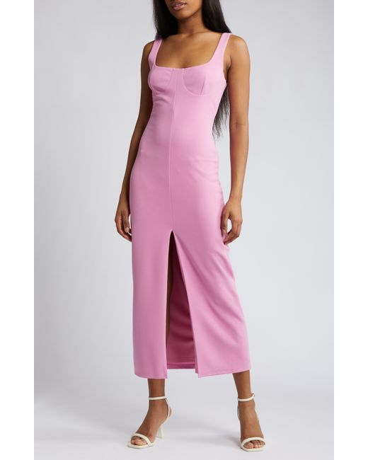 Wayf Pink The Bravado Slit Front Maxi Dress