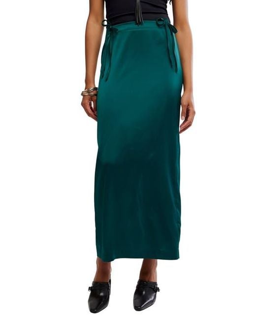 Free People Green Rosetto Column Maxi Skirt
