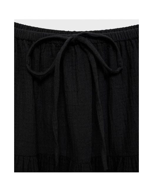 Mango Black Drawstring Cotton Maxi Skirt