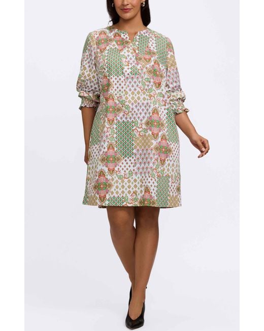 Foxcroft Natural Alicia Patchwork Shift Dress
